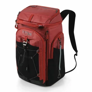 Titan 26 Can Backpack Cooler with 2 Ice Walls in Red