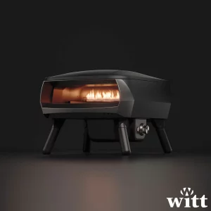 Witt Piccolo Rotante Gas Powered 13 inch Pizza Oven 5 Piece Bundle in Black