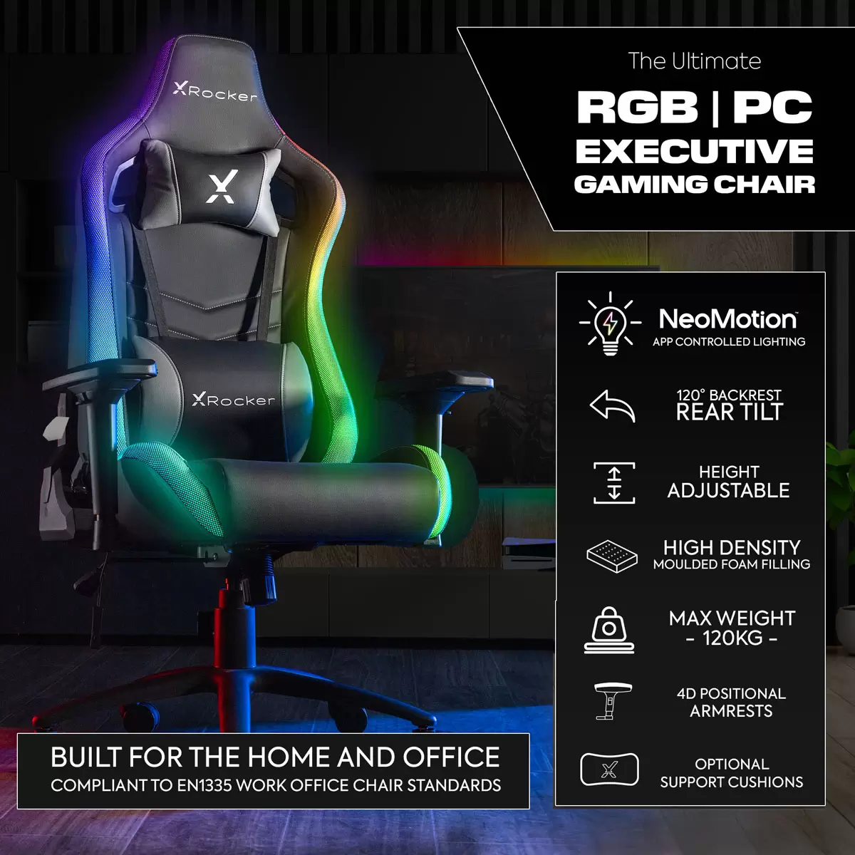 X Rocker Opal RGB Gaming Chair with LED Lights - Image 6