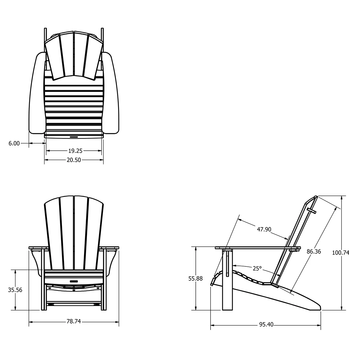Leisure Line Adirondack Faux Wood Garden Chair in Grey - Image 7