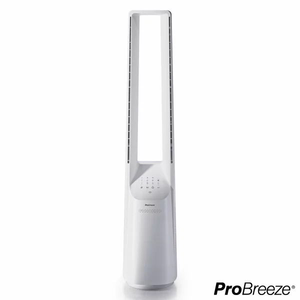 Pro Breeze Silent Bladeless Tower Fan in White