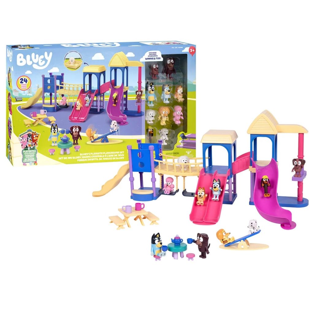 Bluey Playdate Playground Set 24-Piece Set with 10 figures Including exclusive Winnie and Fido