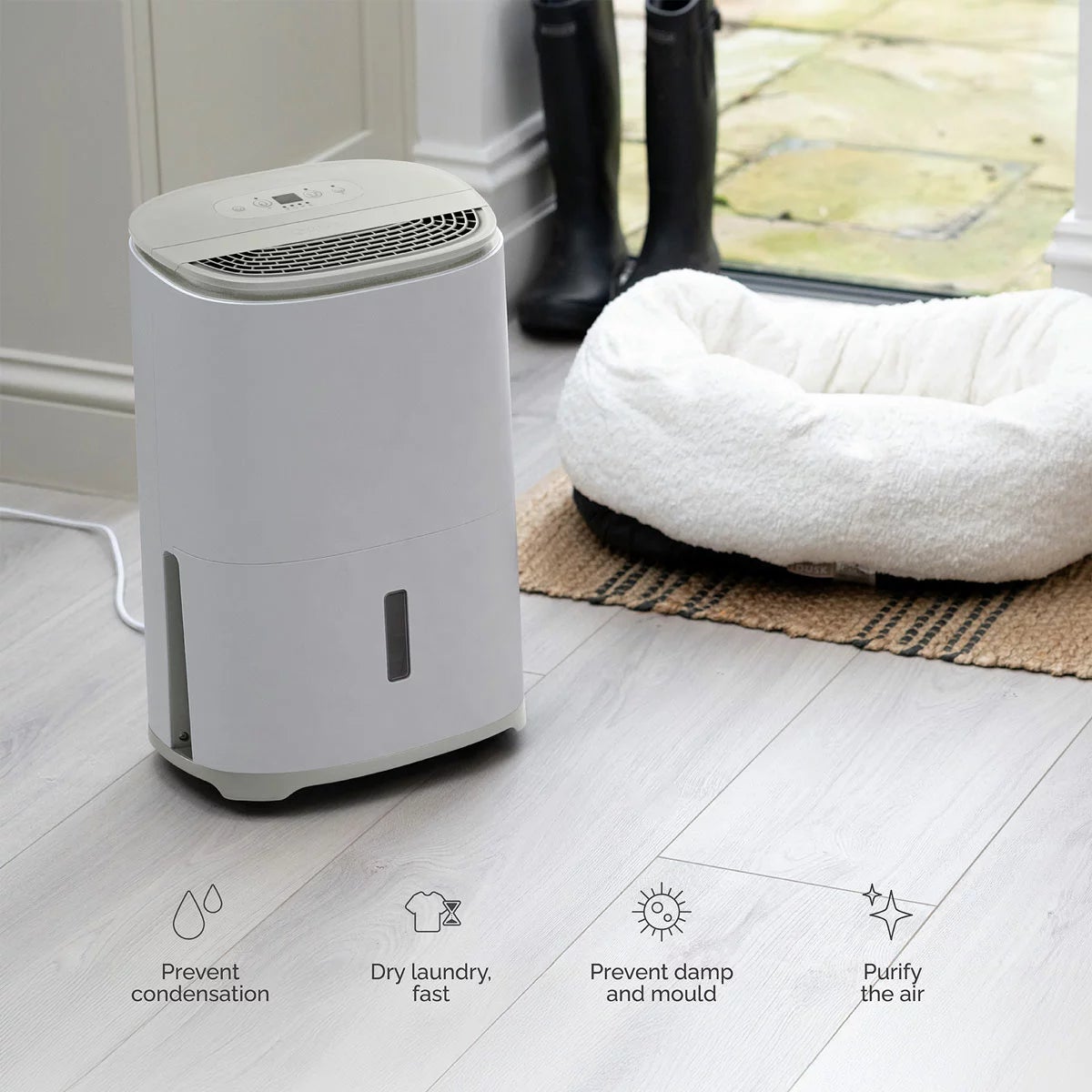 MeacoDry Arete One 10L Dehumidifier Air Purifier in Warm Pebble - Image 6