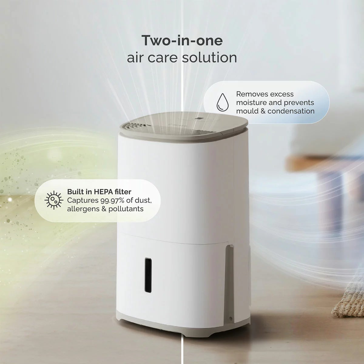 MeacoDry Arete One 10L Dehumidifier Air Purifier in Warm Pebble - Image 2