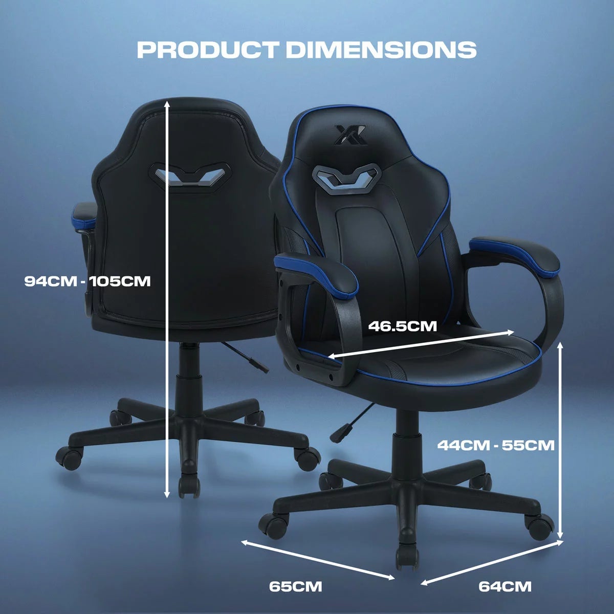 X Rocker Mythos Mid-Back Gaming Chair in Black and Blue - Image 5