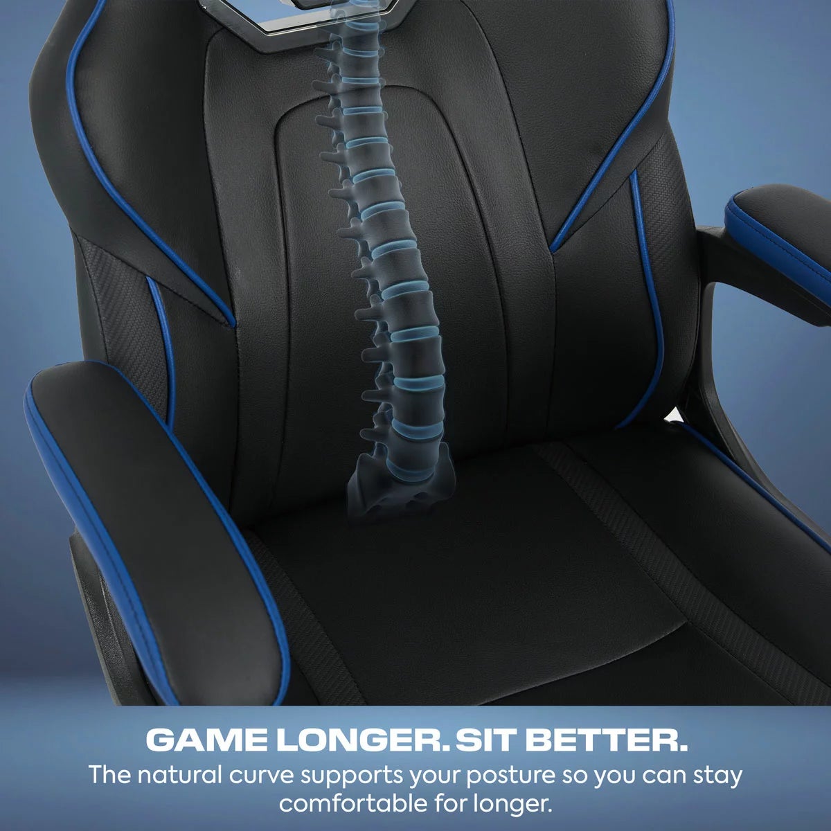 X Rocker Mythos Mid-Back Gaming Chair in Black and Blue - Image 3