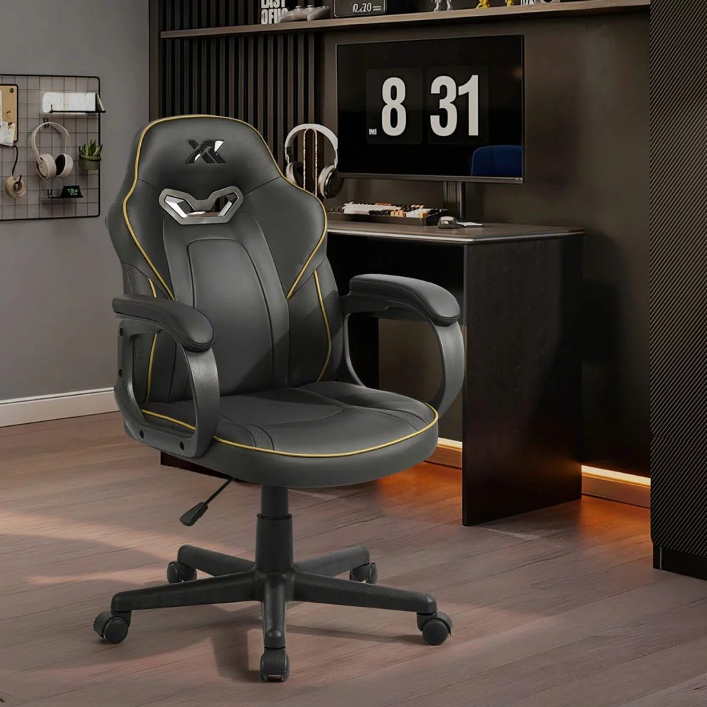 X Rocker Mythos Mid-Back Gaming Chair in Black and Gold