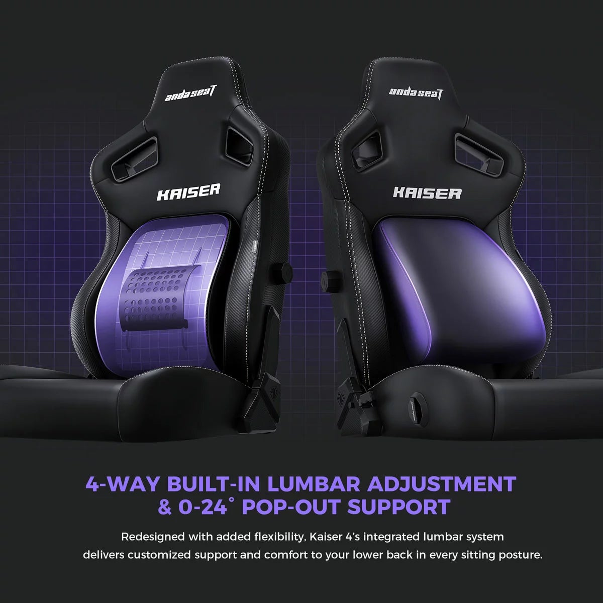 anda seaT Kaiser Series 4 Large Gaming Chair in Purple - Image 6