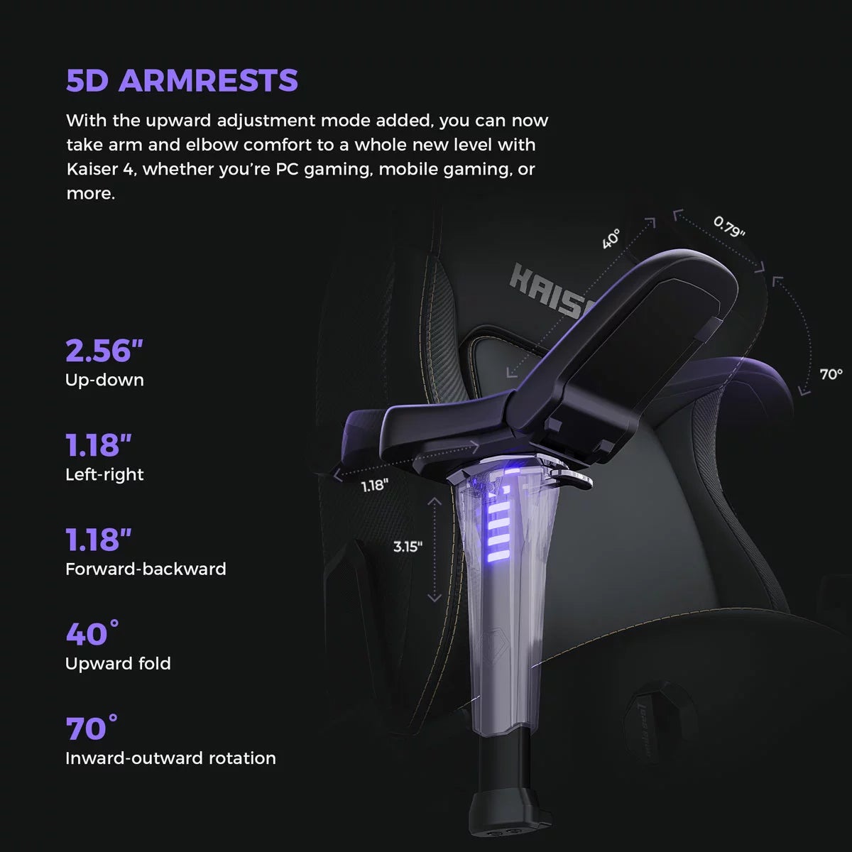 anda seaT Kaiser Series 4 Large Gaming Chair in Purple - Image 3