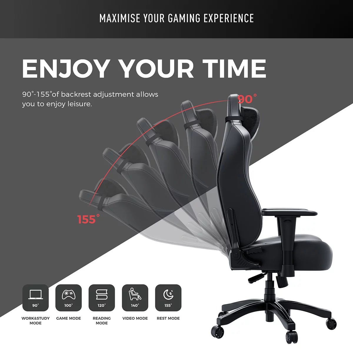 anda seaT Novis Max Extra Large Gaming Chair Black - Image 4