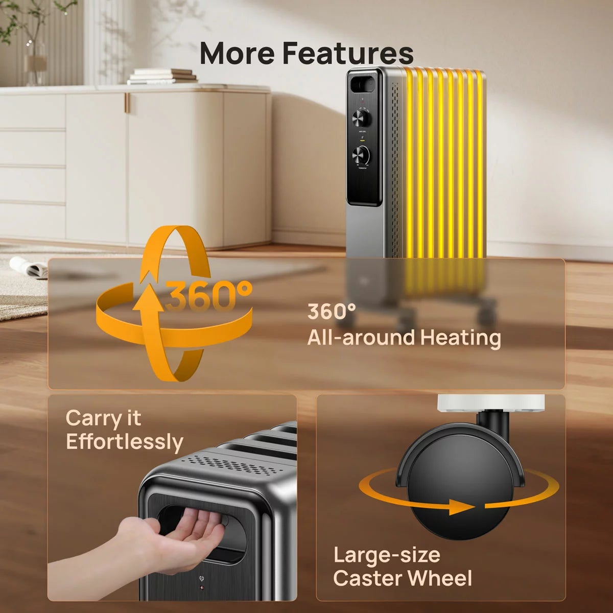 Dreo DR-HSH033 9 Fins 2000W Oil Filled Radiator With Knob Control - Image 2