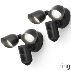 Ring Floodlight Cam 2nd Gen Wired Black Security Camera Retinal 2K 2 Pack