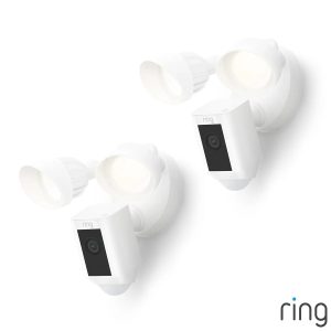 Ring Floodlight Cam 2nd Gen Wired White Security Camera Retinal 2K 2 Pack